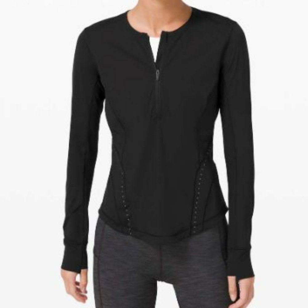 NWT Lululemon Flash Forward Half Zip Black (Size 6)